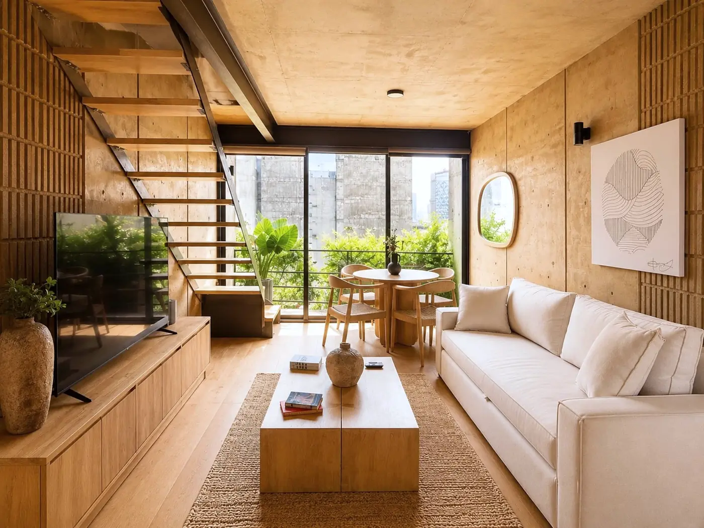 SISAL, The living room in warm wood